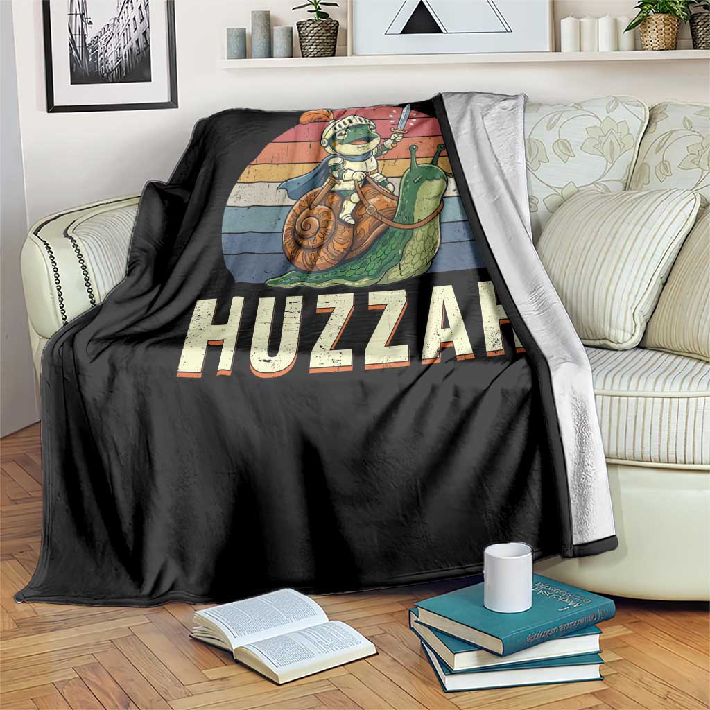 Funny Huzzah Frog Meme Throw Blanket Medieval Knight With Sword Graphic TS12 Print Your Wear