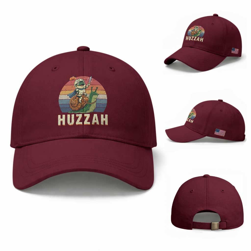 Funny Huzzah Frog Meme Baseball Cap Medieval Knight With Sword Graphic TS12 Baseball Cap Universal Fit Maroon Print Your Wear