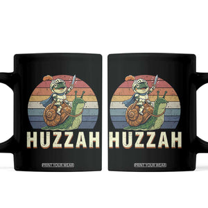 Funny Huzzah Frog Meme Coffee Mug Medieval Knight With Sword Graphic TS12 Black Print Your Wear