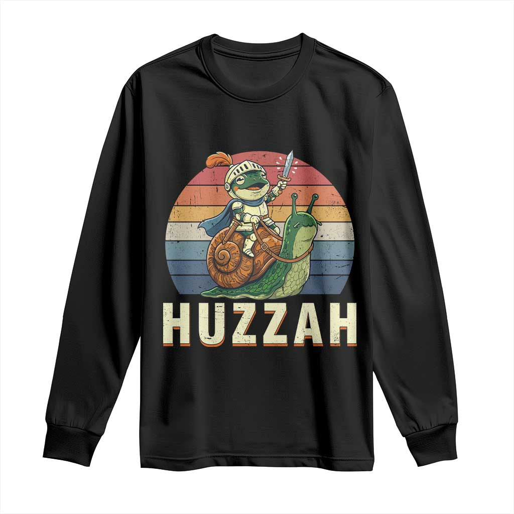 Funny Huzzah Frog Meme Long Sleeve Shirt Medieval Knight With Sword Graphic TS12 Black Print Your Wear