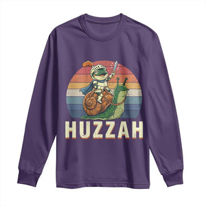 Funny Huzzah Frog Meme Long Sleeve Shirt Medieval Knight With Sword Graphic TS12 Purple Print Your Wear