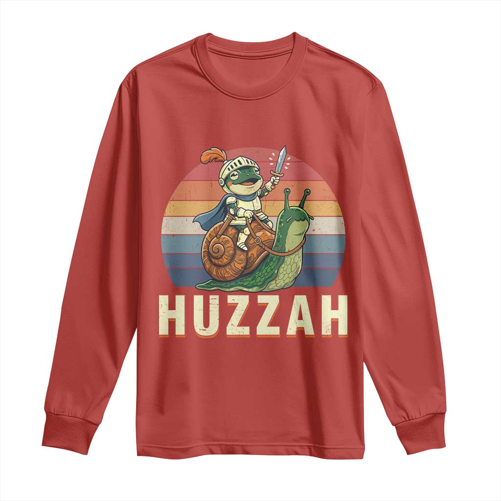 Funny Huzzah Frog Meme Long Sleeve Shirt Medieval Knight With Sword Graphic TS12 Red Print Your Wear