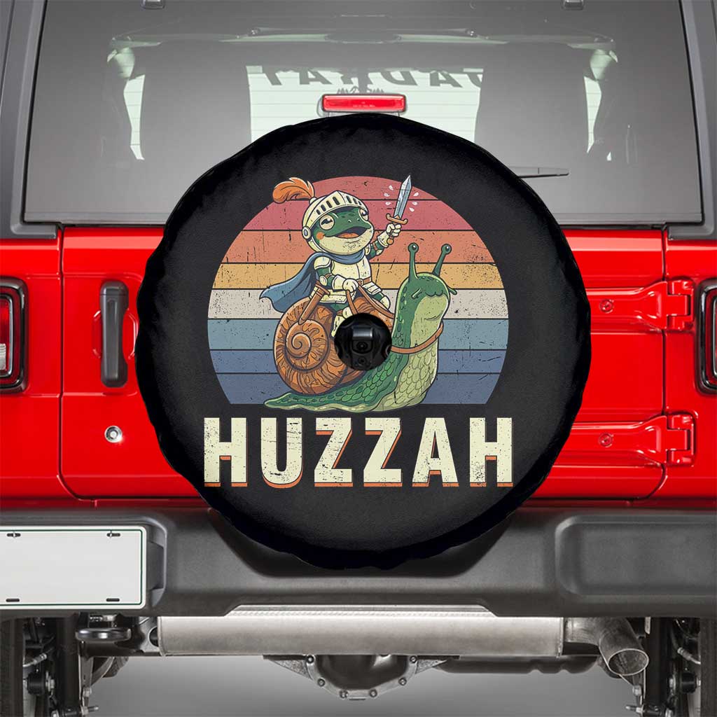 Funny Huzzah Frog Meme Spare Tire Cover Medieval Knight With Sword Graphic TS12 Black Print Your Wear