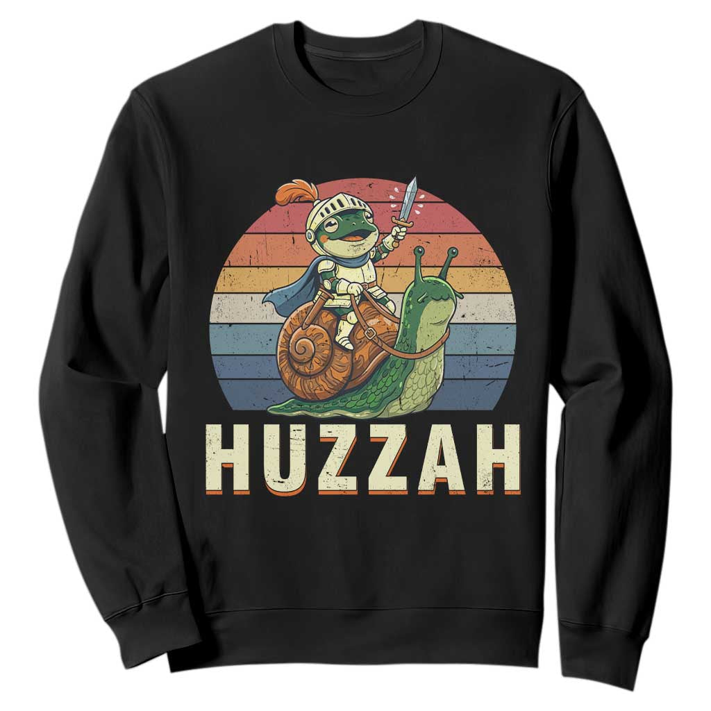 Funny Huzzah Frog Meme Sweatshirt Medieval Knight With Sword Graphic TS12 Black Print Your Wear