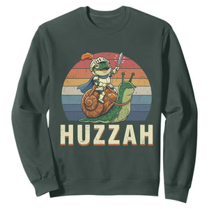 Funny Huzzah Frog Meme Sweatshirt Medieval Knight With Sword Graphic TS12 Dark Forest Green Print Your Wear