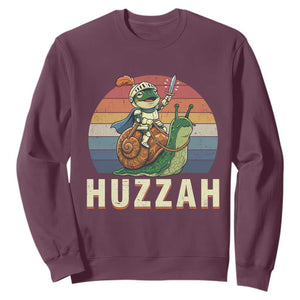 Funny Huzzah Frog Meme Sweatshirt Medieval Knight With Sword Graphic TS12 Maroon Print Your Wear