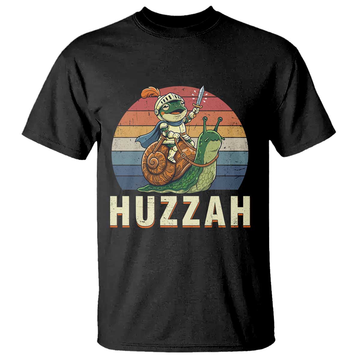 Funny Huzzah Frog Meme T Shirt Medieval Knight With Sword Graphic TS12 Black Print Your Wear