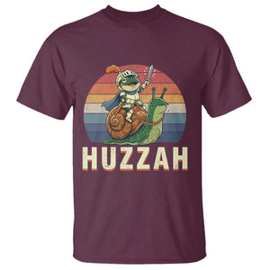 Funny Huzzah Frog Meme T Shirt Medieval Knight With Sword Graphic TS12 Maroon Print Your Wear