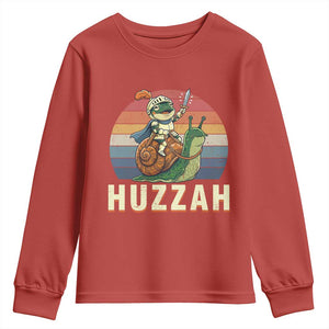 Funny Huzzah Frog Meme Youth Sweatshirt Medieval Knight With Sword Graphic TS12 Red Print Your Wear