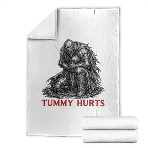 Funny Tummy Hurts Medieval Knight Throw Blanket Dark Fantasy Warrior Meme Graphic TS12 White Print Your Wear