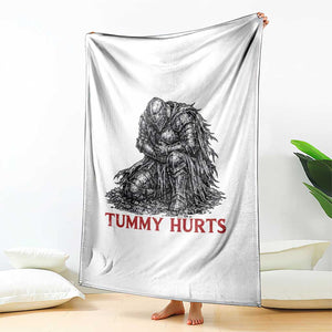 Funny Tummy Hurts Medieval Knight Throw Blanket Dark Fantasy Warrior Meme Graphic TS12 Print Your Wear