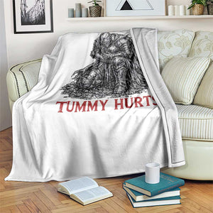 Funny Tummy Hurts Medieval Knight Throw Blanket Dark Fantasy Warrior Meme Graphic TS12 Print Your Wear