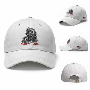 Funny Tummy Hurts Medieval Knight Baseball Cap Dark Fantasy Warrior Meme Graphic TS12 Baseball Cap Universal Fit White Print Your Wear
