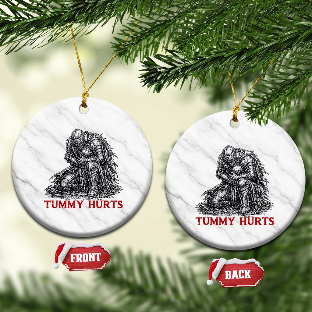 Funny Tummy Hurts Medieval Knight Ceramic Ornament Dark Fantasy Warrior Meme Graphic TS12 1pc White Marble Print Your Wear