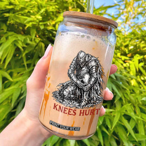 Funny Knees Hurt Medieval Knight Glass Can Dark Fantasy Sword Warrior Humor TS12 White Print Your Wear