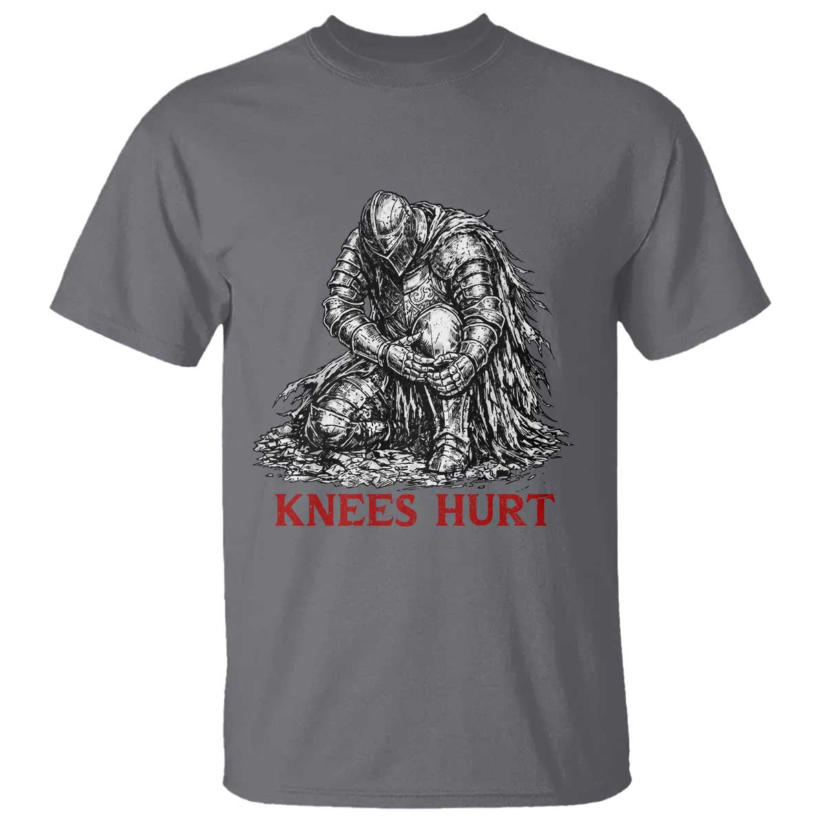 Funny Knees Hurt Medieval Knight T Shirt Dark Fantasy Sword Warrior Humor TS12 Charcoal Print Your Wear