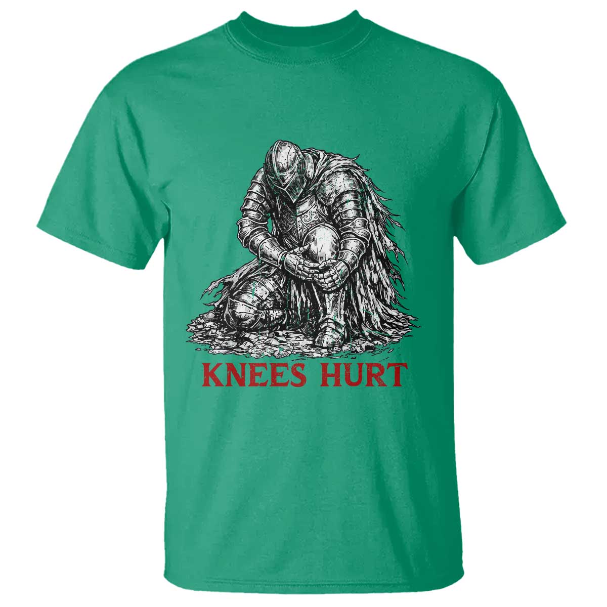 Funny Knees Hurt Medieval Knight T Shirt Dark Fantasy Sword Warrior Humor TS12 Irish Green Print Your Wear
