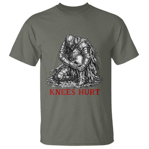 Funny Knees Hurt Medieval Knight T Shirt Dark Fantasy Sword Warrior Humor TS12 Military Green Print Your Wear