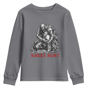 Funny Knees Hurt Medieval Knight Youth Sweatshirt Dark Fantasy Sword Warrior Humor TS12 Charcoal Print Your Wear