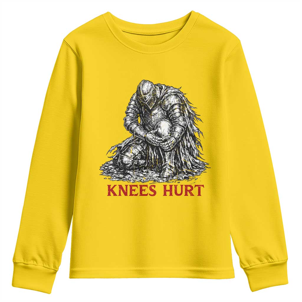 Funny Knees Hurt Medieval Knight Youth Sweatshirt Dark Fantasy Sword Warrior Humor TS12 Daisy Print Your Wear