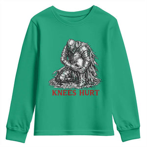 Funny Knees Hurt Medieval Knight Youth Sweatshirt Dark Fantasy Sword Warrior Humor TS12 Irish Green Print Your Wear