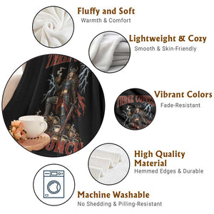 Funny Medieval Knight Worker Meme Throw Blanket Three Coffees No Lunch Valkyrie Coffee Lover TS12 Print Your Wear