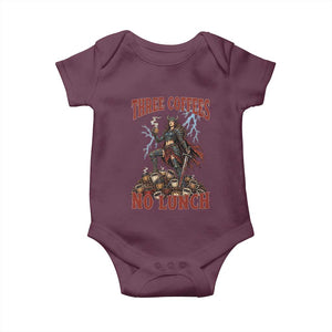 Funny Medieval Knight Worker Meme Baby Onesie Three Coffees No Lunch Valkyrie Coffee Lover TS12 Maroon Print Your Wear