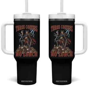 Funny Medieval Knight Worker Meme Tumbler With Handle Three Coffees No Lunch Valkyrie Coffee Lover TS12 One Size: 40 oz Black Print Your Wear