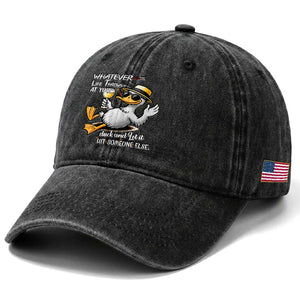 Whatever Life Throws At You Duck Washed Cotton Baseball Cap Funny Sarcastic Quote TS12 Print Your Wear
