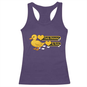 Funny Duck Lover Gift Racerback Tank Top Easily Distracted By Ducks TS12 Purple Print Your Wear