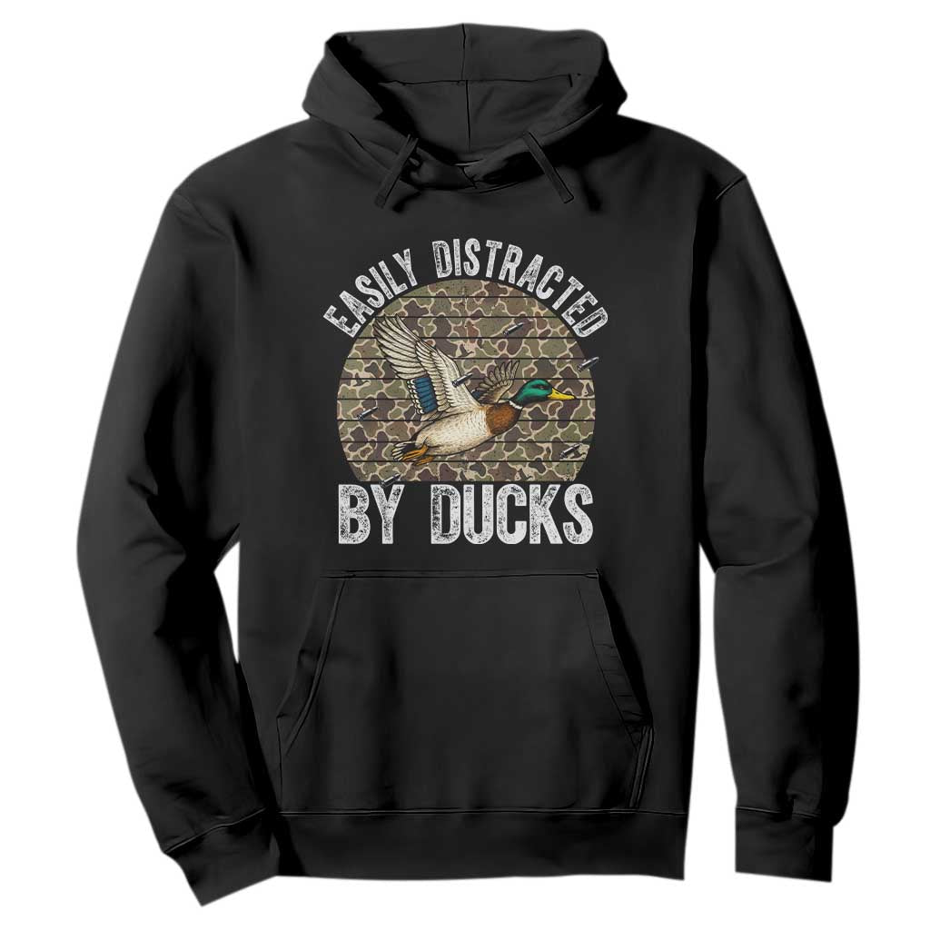 Duck Hunting Gift Hoodie Easily Distracted By Ducks TS12 Black Print Your Wear
