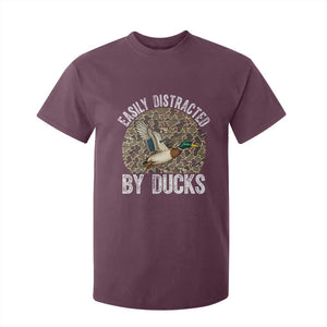 Duck Hunting Gift T Shirt For Kid Easily Distracted By Ducks TS12 Maroon Print Your Wear