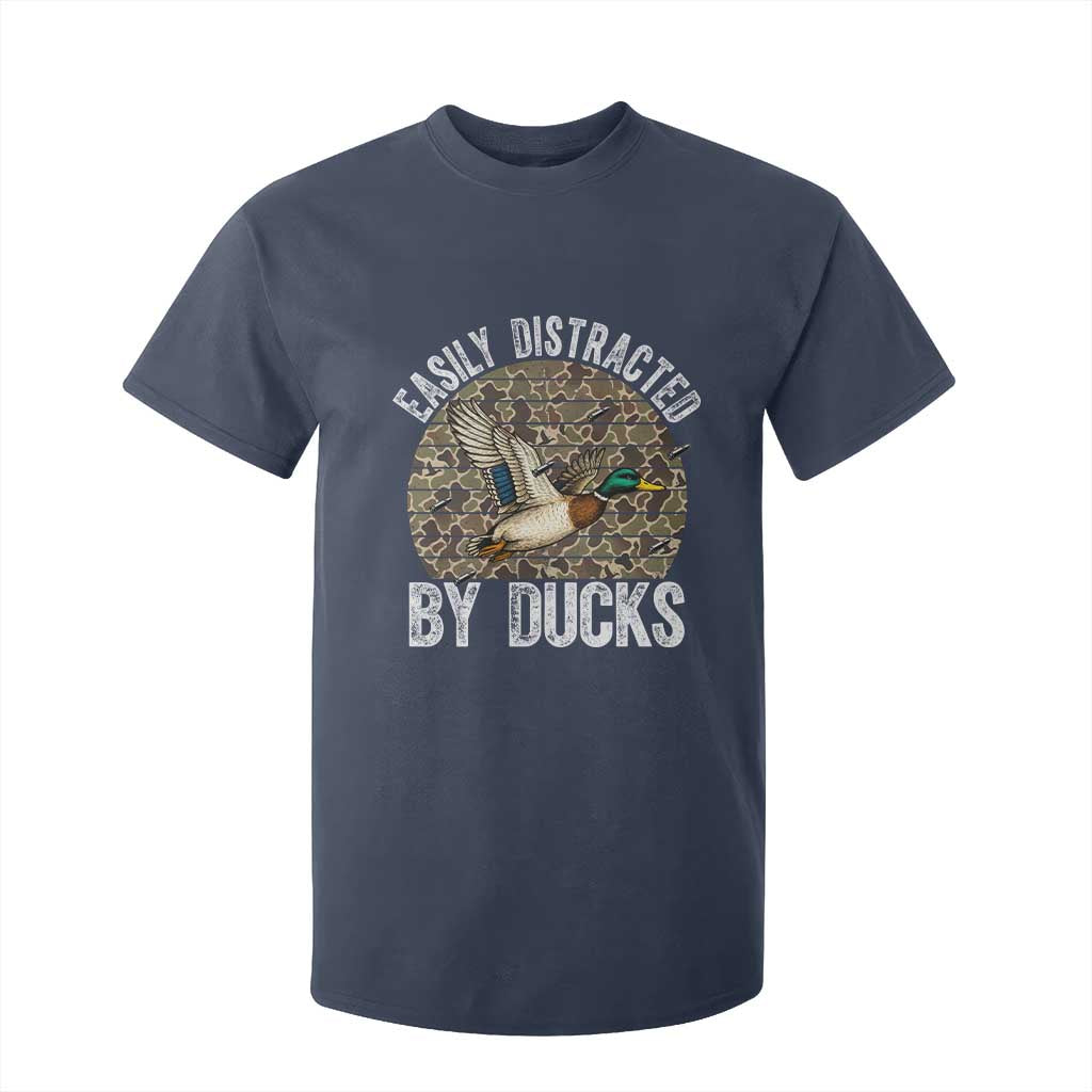 Duck Hunting Gift T Shirt For Kid Easily Distracted By Ducks TS12 Navy Print Your Wear