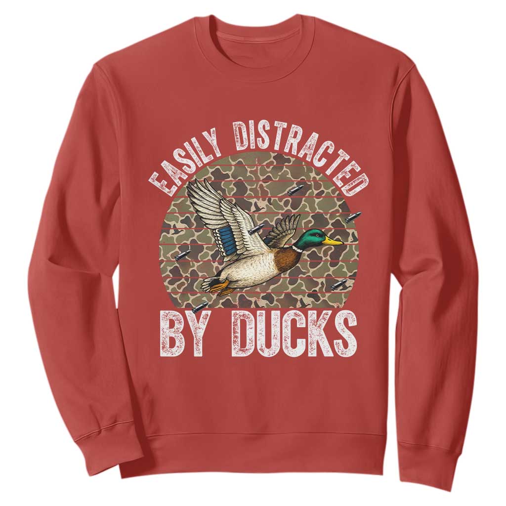 Duck Hunting Gift Sweatshirt Easily Distracted By Ducks TS12 Red Print Your Wear