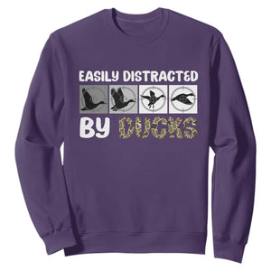 Funny Hunting Gift Sweatshirt Easily Distracted By Ducks Outdoor Lover TS12 Purple Print Your Wear