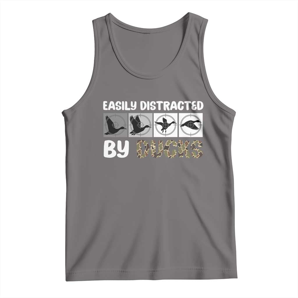 Funny Hunting Gift Tank Top Easily Distracted By Ducks Outdoor Lover TS12 Deep Heather Print Your Wear