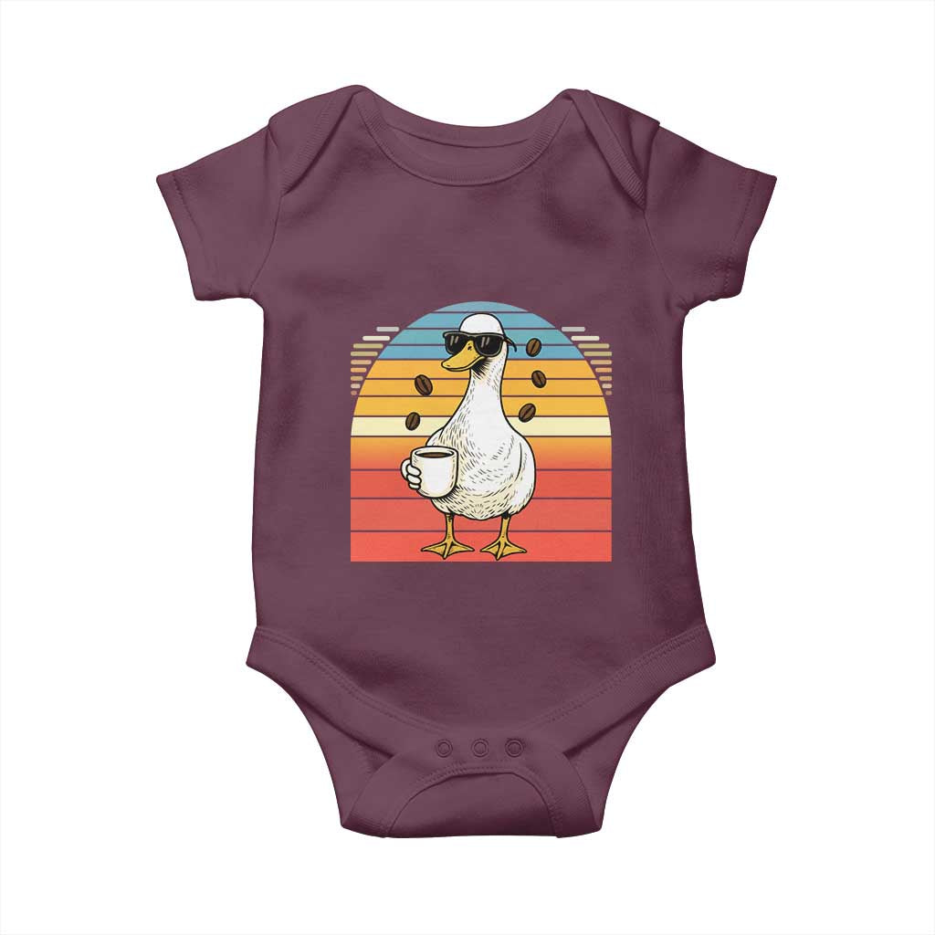 Funny Duck Drinking Baby Onesie Coffee Lover Gift TS12 Maroon Print Your Wear