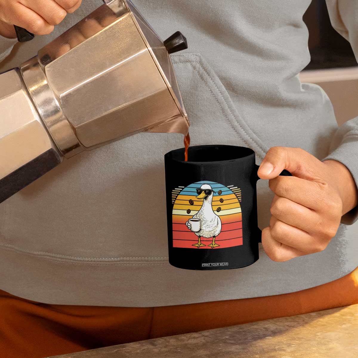 Funny Duck Drinking Coffee Mug Coffee Lover Gift TS12 Print Your Wear