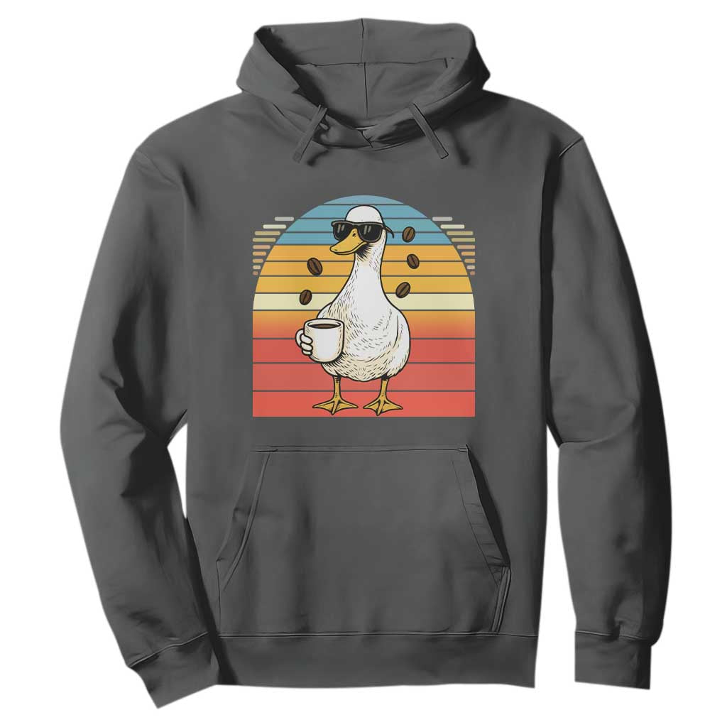 Funny Duck Drinking Hoodie Coffee Lover Gift TS12 Dark Heather Print Your Wear
