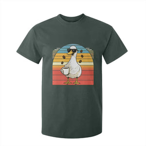Funny Duck Drinking T Shirt For Kid Coffee Lover Gift TS12 Dark Forest Green Print Your Wear