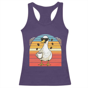 Funny Duck Drinking Racerback Tank Top Coffee Lover Gift TS12 Purple Print Your Wear