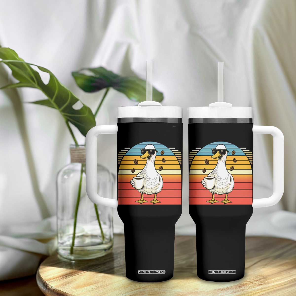 Funny Duck Drinking Tumbler With Handle Coffee Lover Gift TS12 Print Your Wear