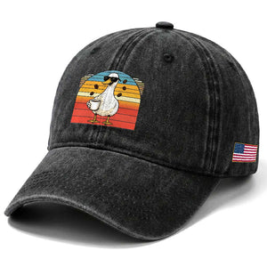 Funny Duck Drinking Washed Cotton Baseball Cap Coffee Lover Gift TS12 Print Your Wear
