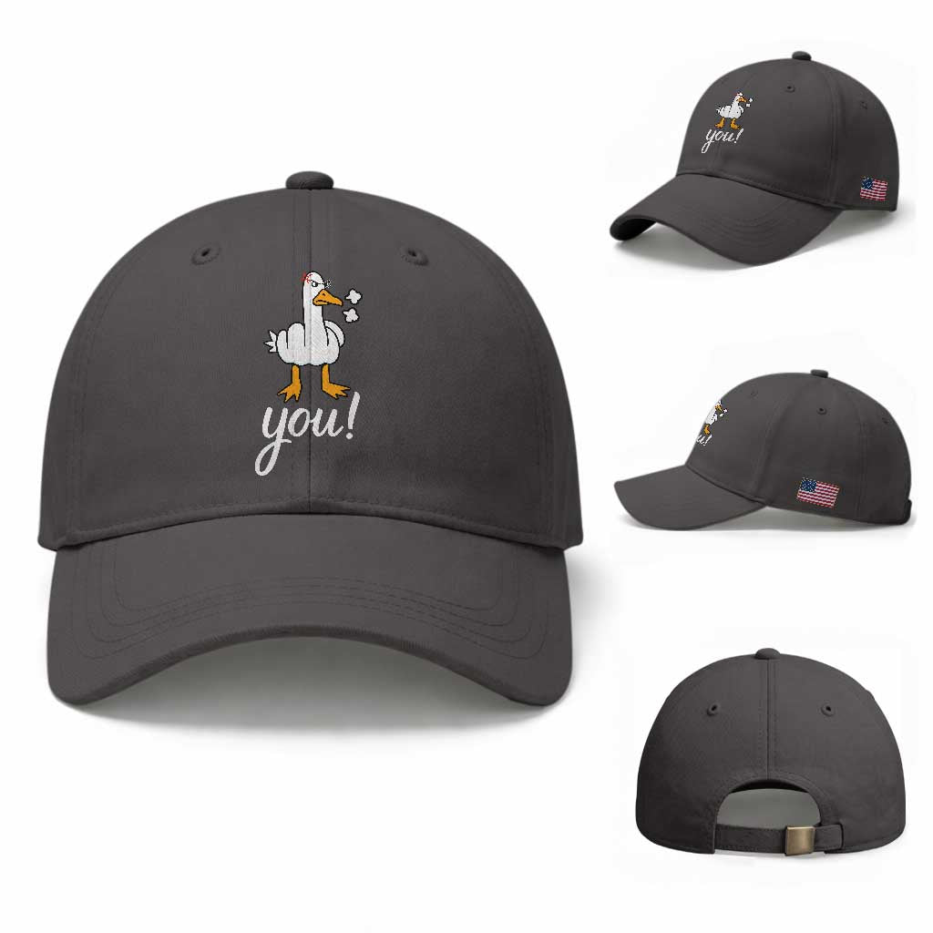 Funny Sarcastic Duck You Baseball Cap Farm Animal Gift TS12 Baseball Cap Universal Fit Dark Gray Print Your Wear