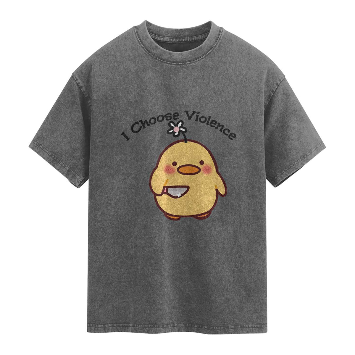 I Choose Violence Washed Cotton T-Shirt Funny Duck With Knife Gift