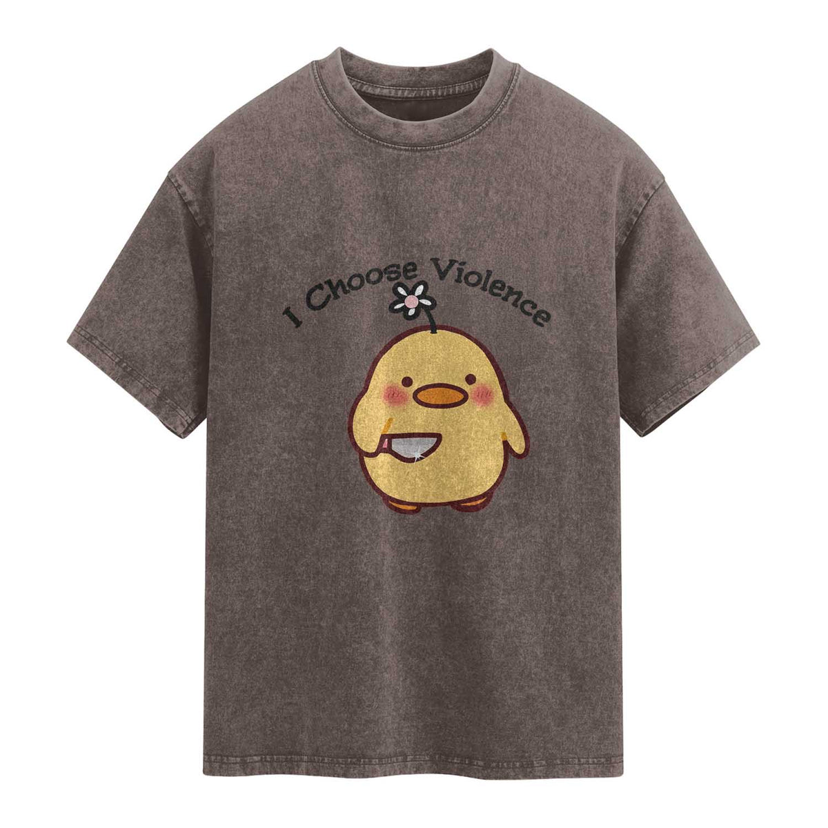 I Choose Violence Washed Cotton T-Shirt Funny Duck With Knife Gift