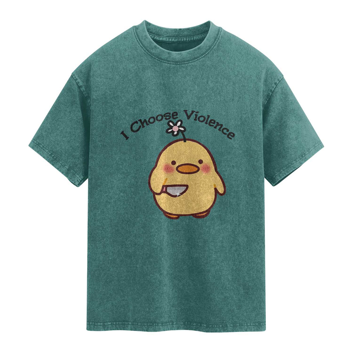 I Choose Violence Washed Cotton T-Shirt Funny Duck With Knife Gift