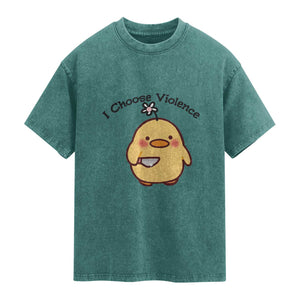 I Choose Violence Washed Cotton T-Shirt Funny Duck With Knife Gift