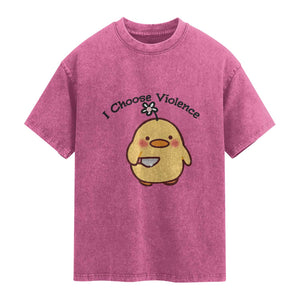 I Choose Violence Washed Cotton T-Shirt Funny Duck With Knife Gift