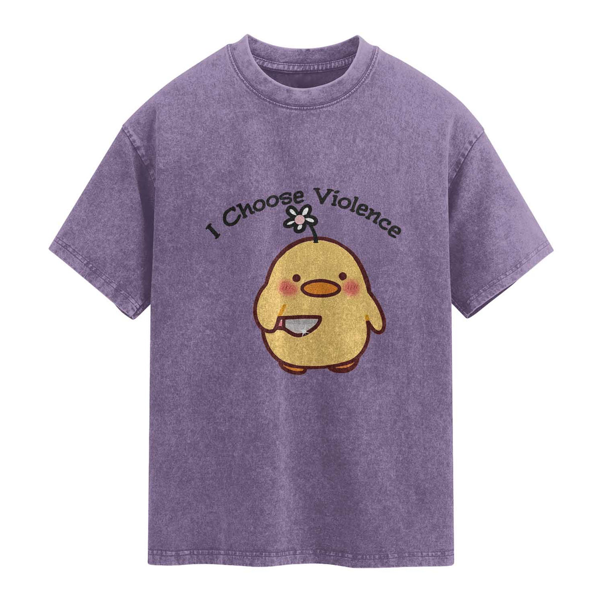 I Choose Violence Washed Cotton T-Shirt Funny Duck With Knife Gift